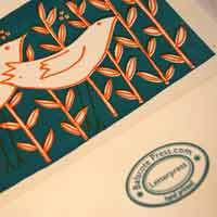 two birds letterpress card print